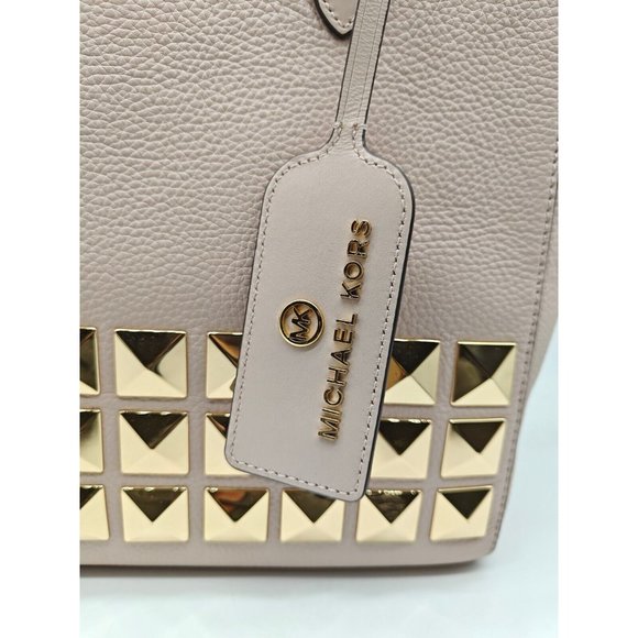 MICHAEL KORS Sinclair East West large studs leather medium tote bag - PINK - Picture 4 of 14